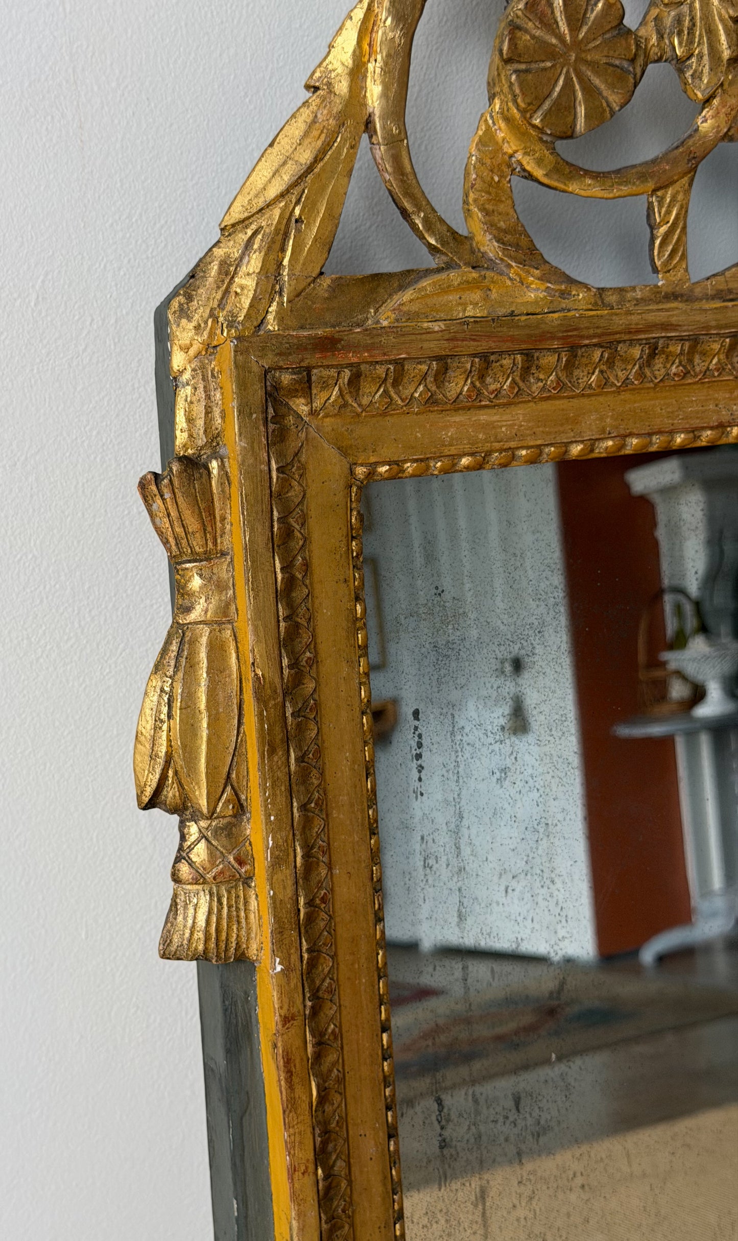Antique French Marriage Mirror (Large - Wheat Sheaf Motif)