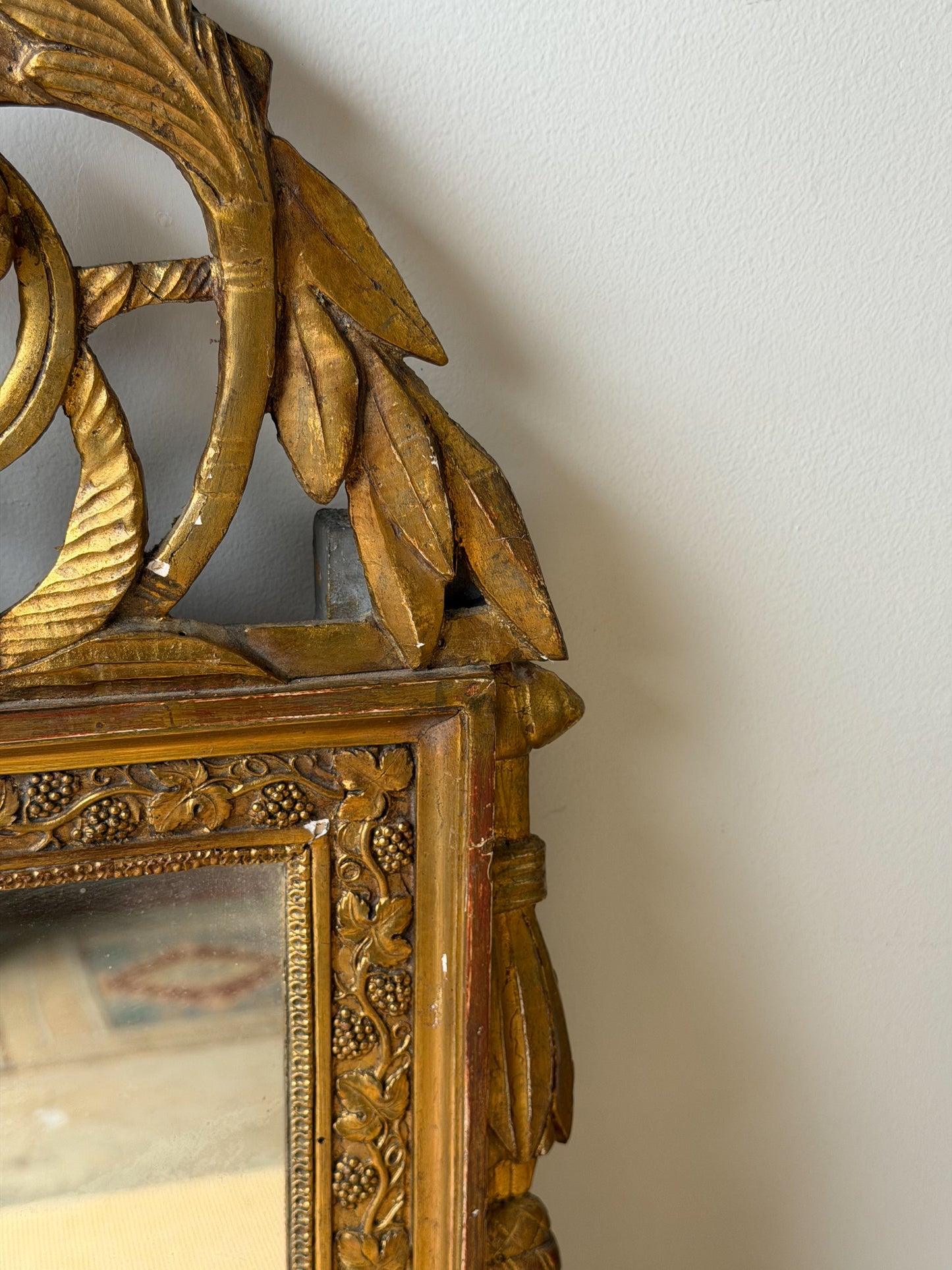 Antique French Marriage Mirror (Large - Grape Motif)