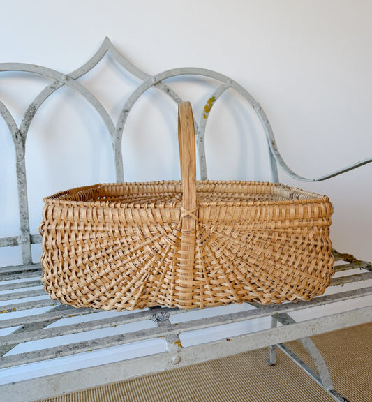 Vintage Rectangular Split Oak Gathering Basket