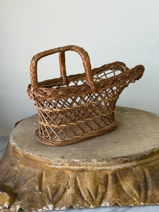 Vintage French Wicker Wine Basket No. 4