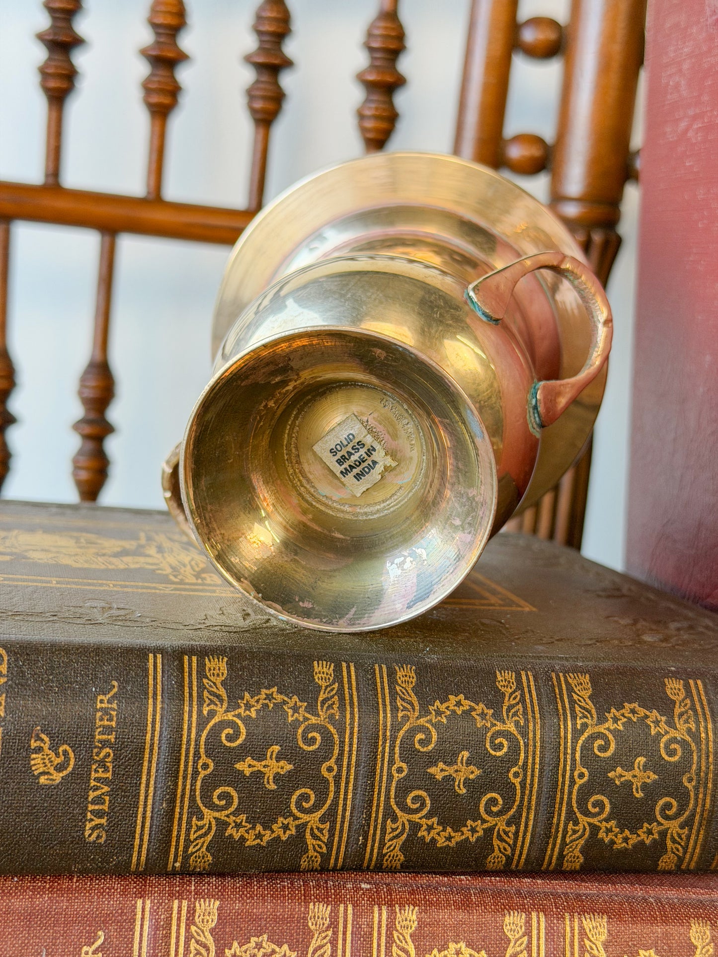 Miniature Vintage Hammered Brass Urn