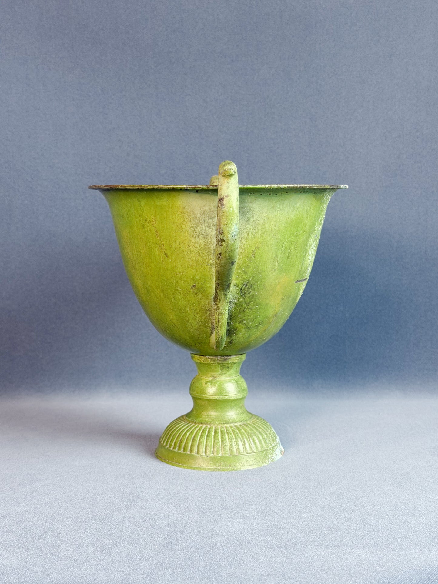 Painted Green Pedestal Urn