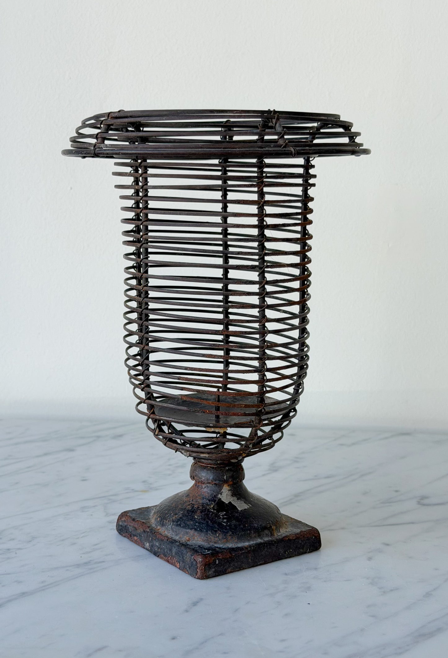 French Iron Wire Pillar Candle Hurricane Pair