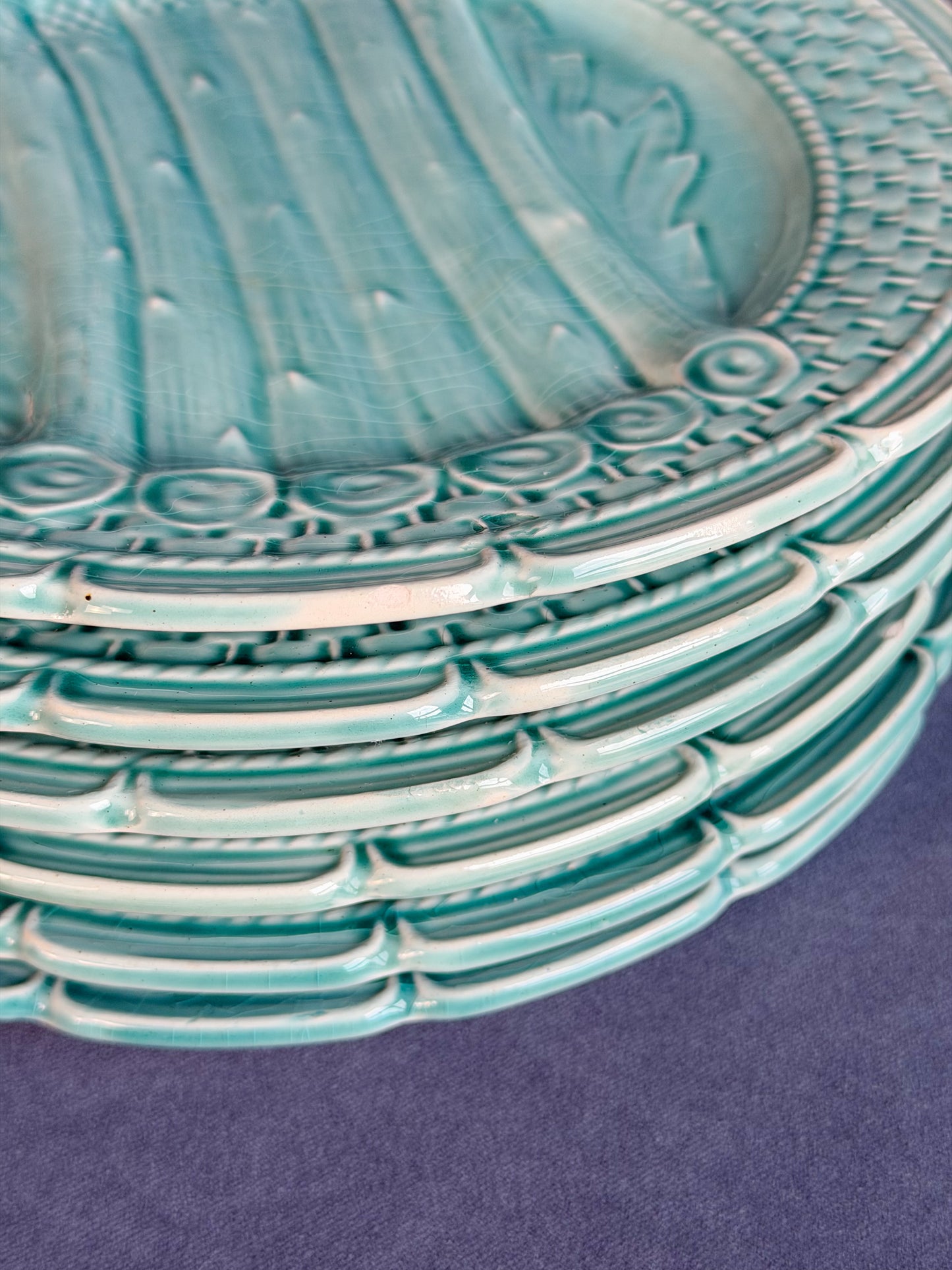 Vintage French Majolica Asparagus Plates