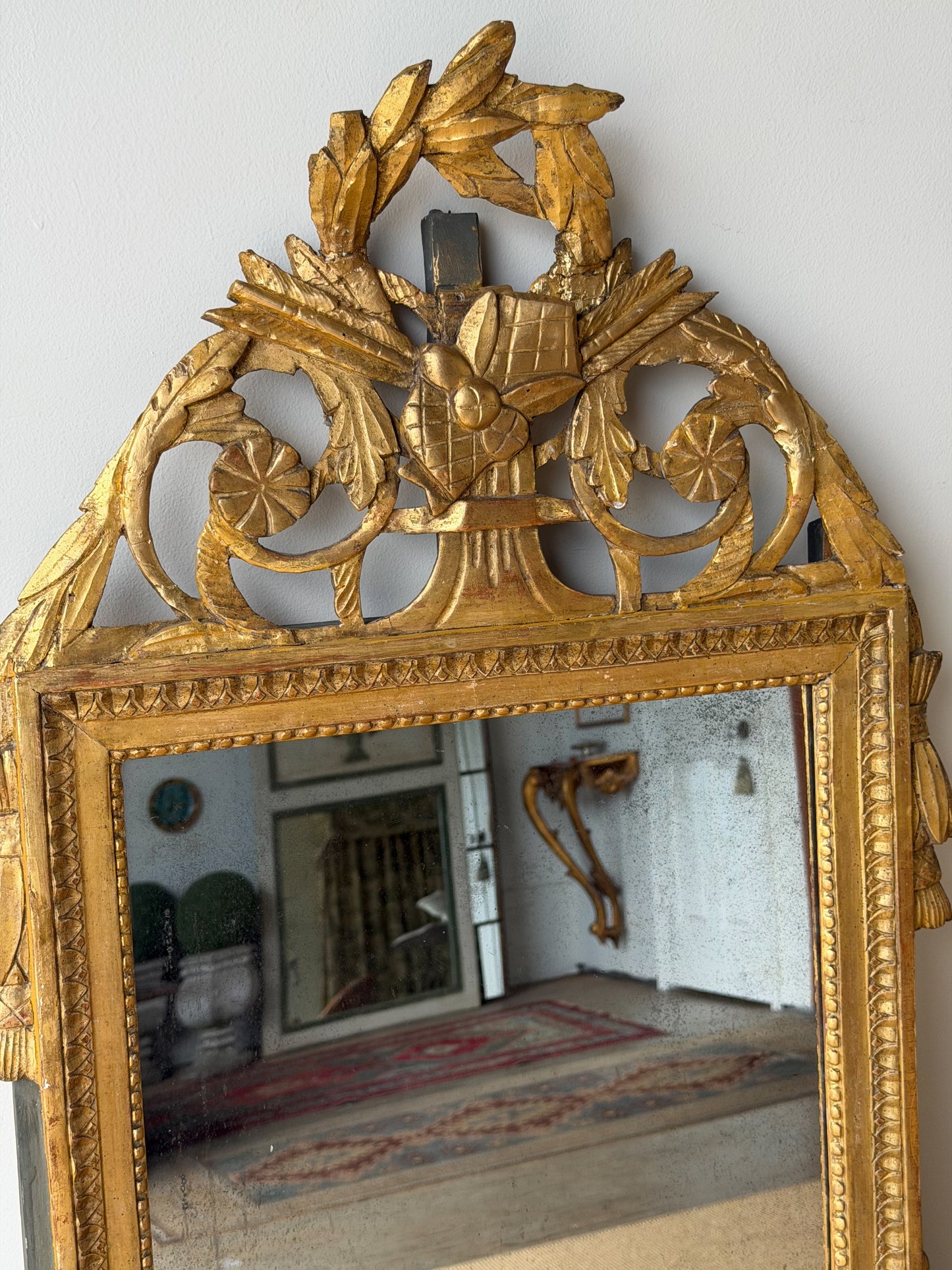 Antique French Marriage Mirror (Large - Wheat Sheaf Motif)