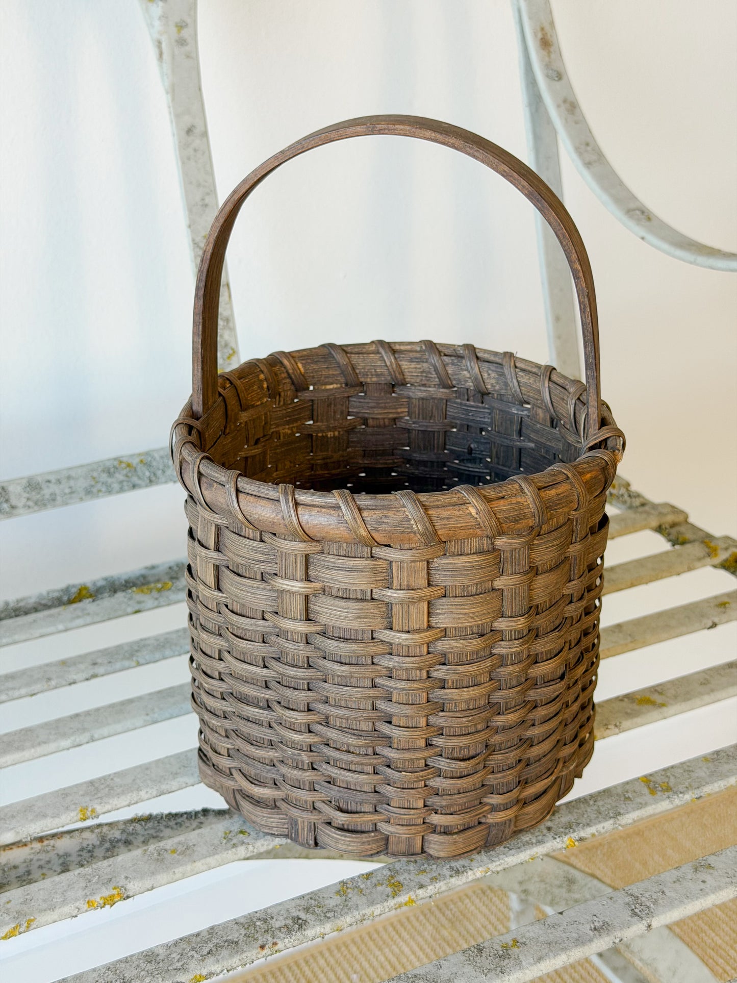 Petite Vintage Stained Splitwood Basket