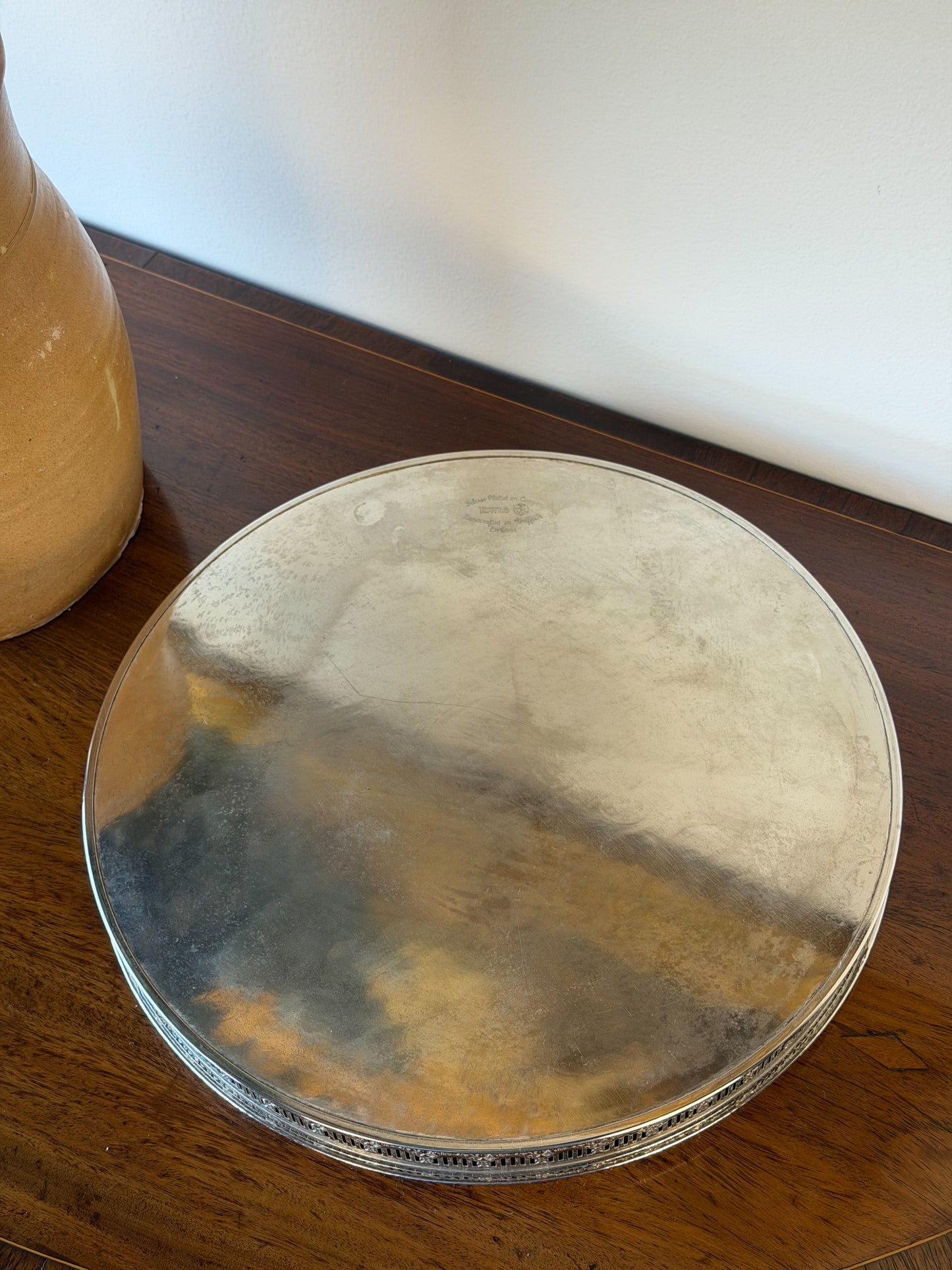 English Silverplate Round Tray (Medium)