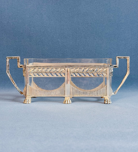 Art Deco French Silverplate & Glass Jardinière