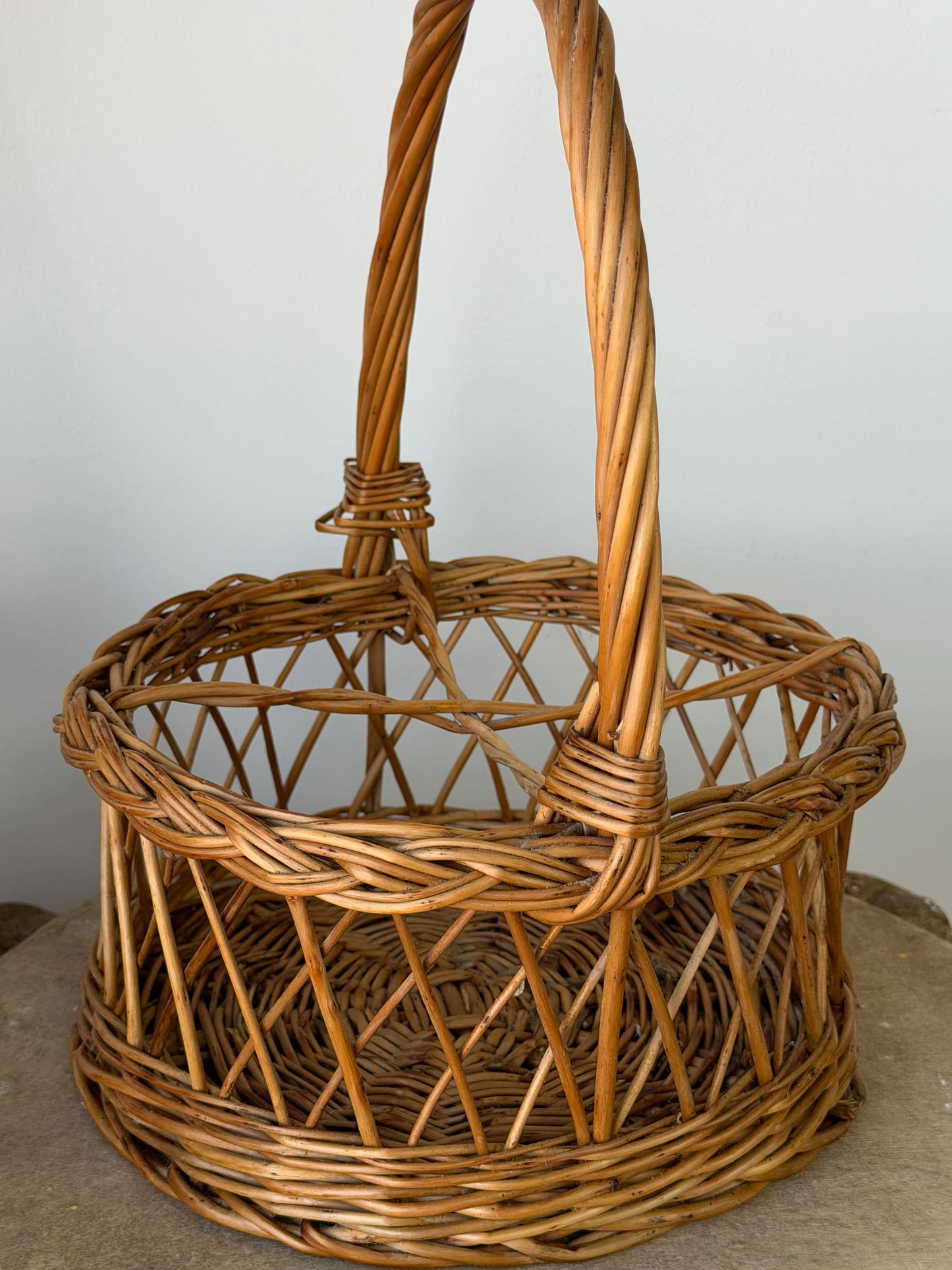 Vintage French Four-Bottle Basket
