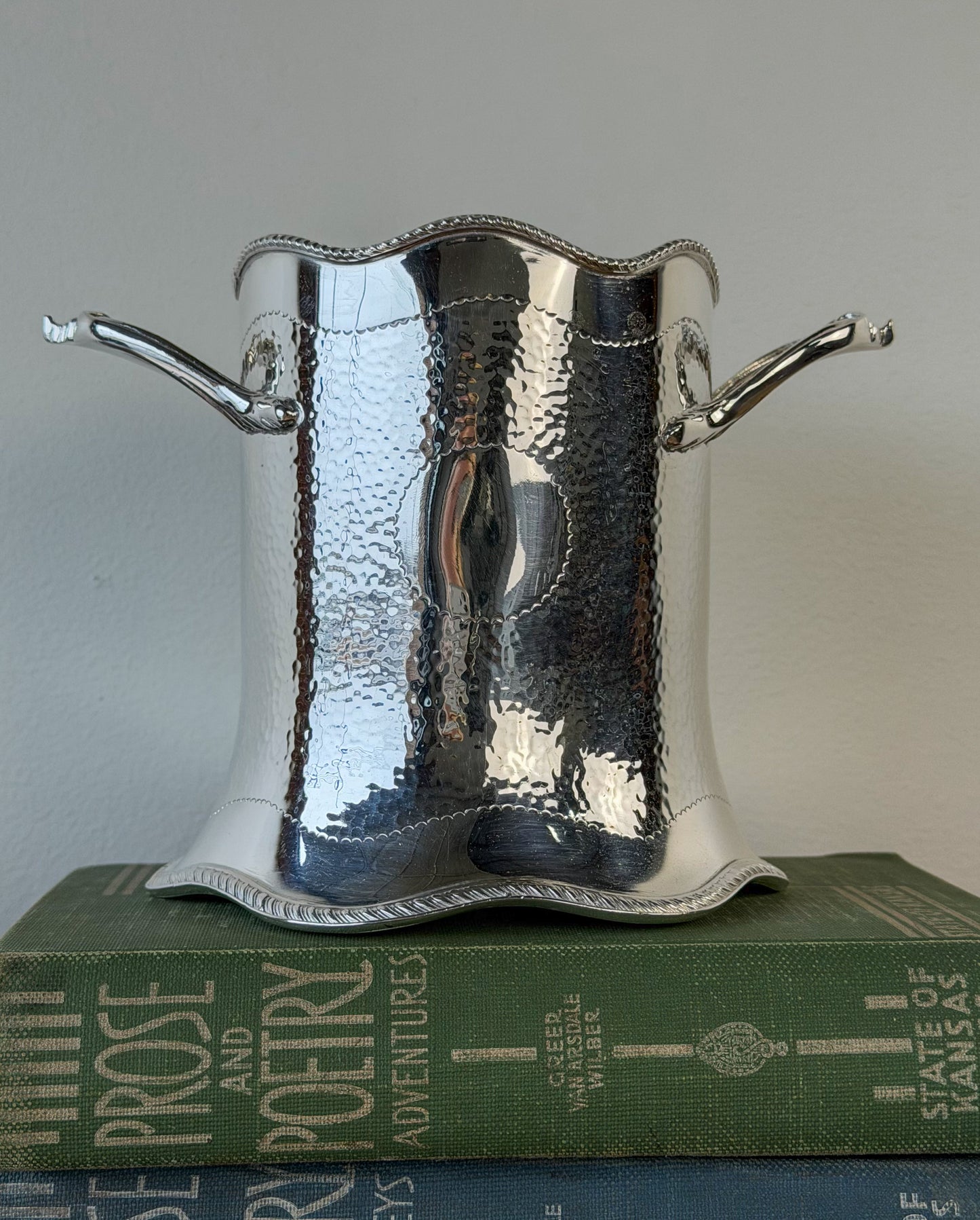 English Hammered Silverplate Wine Cooler