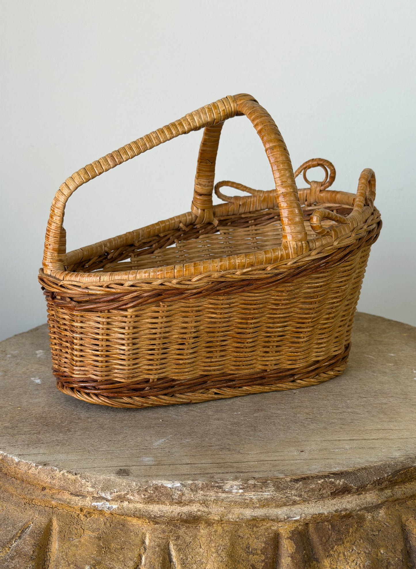 Vintage French Wicker Wine Basket No. 6