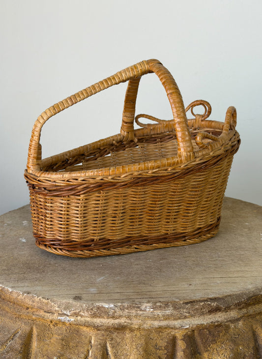 Vintage French Wicker Wine Basket No. 6