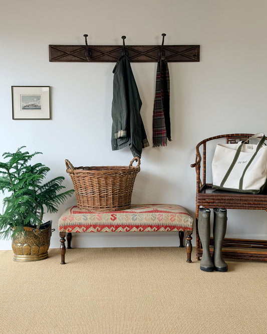 Antique Kilim Footstool (Red/Pink)