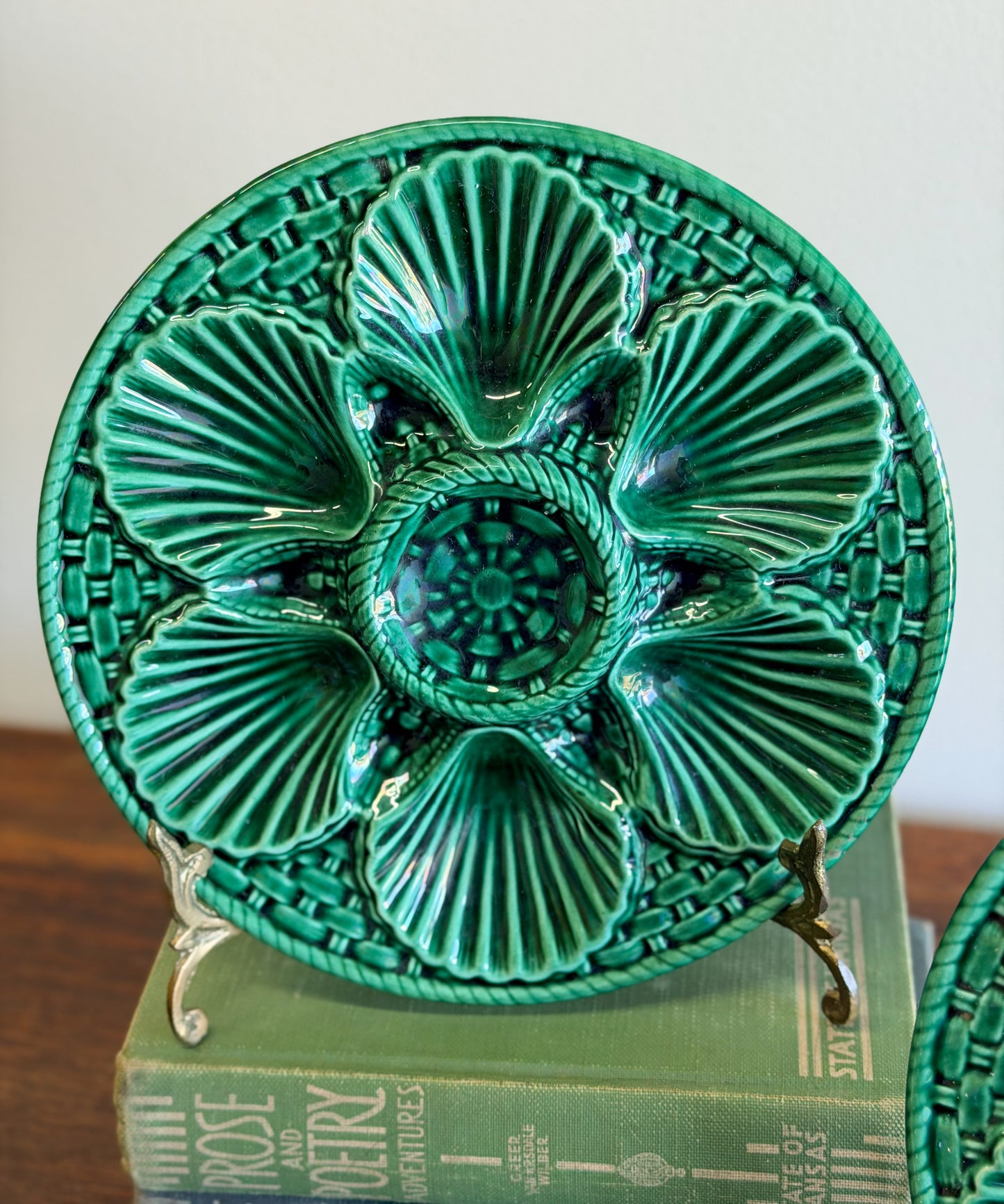 Antique French Majolica Oyster Plates