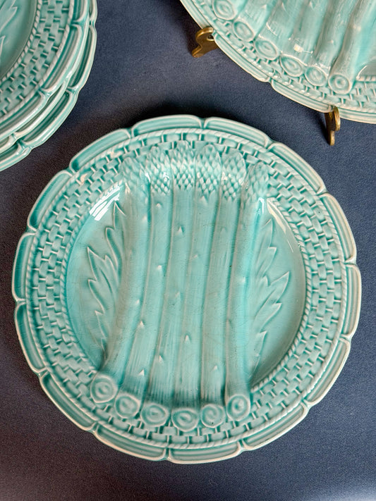 Vintage French Majolica Asparagus Plates