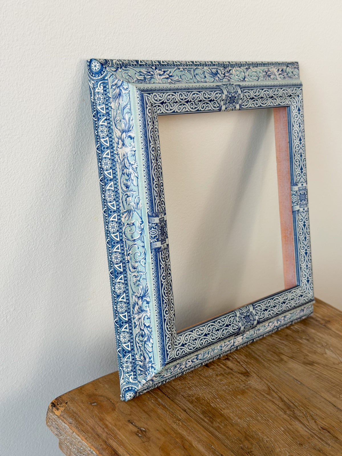 French Découpage Frame No. XII | Square Ridged Blue/Turquoise