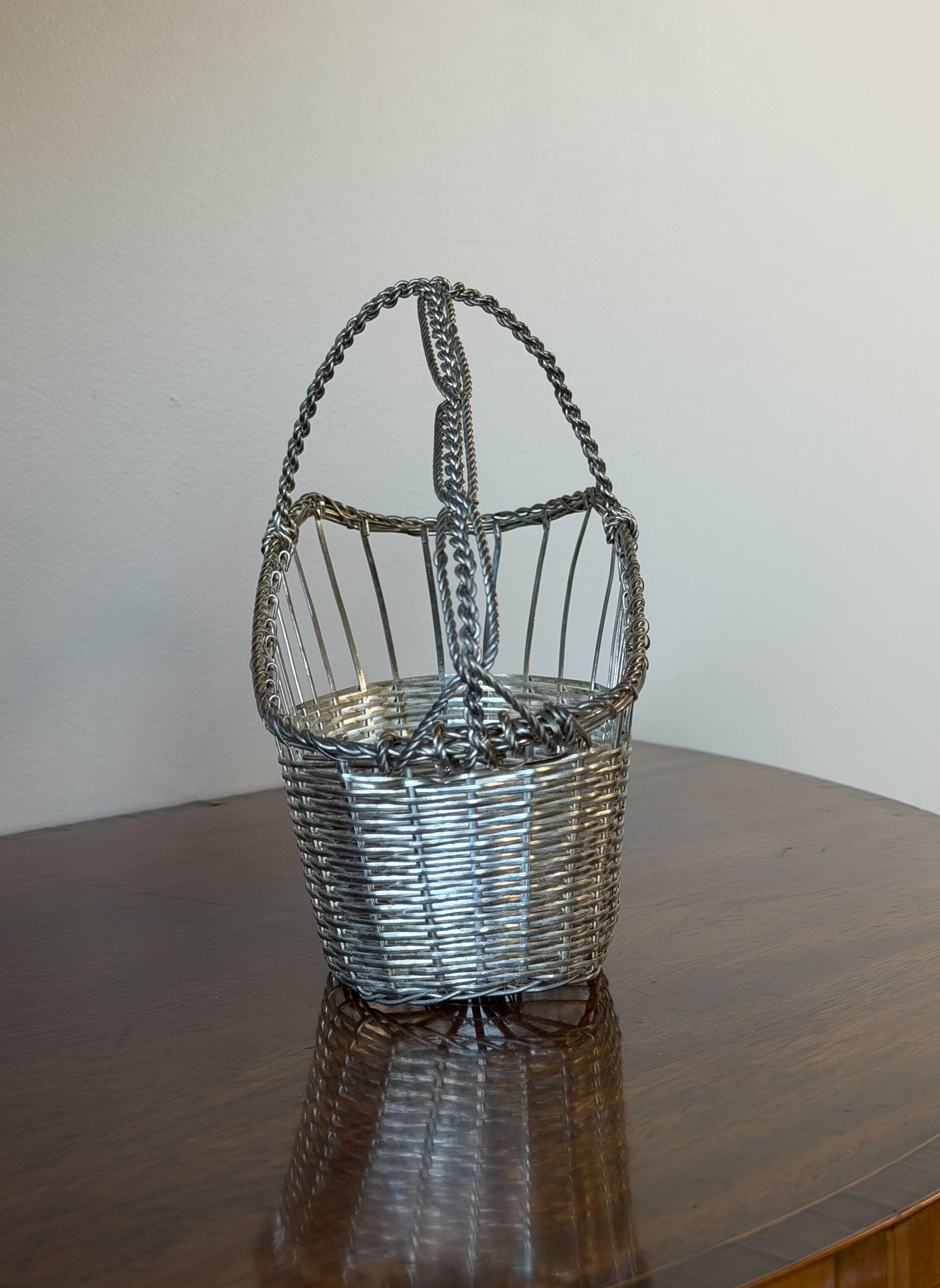 Vintage French Silverplate Wine Basket (No. 6)
