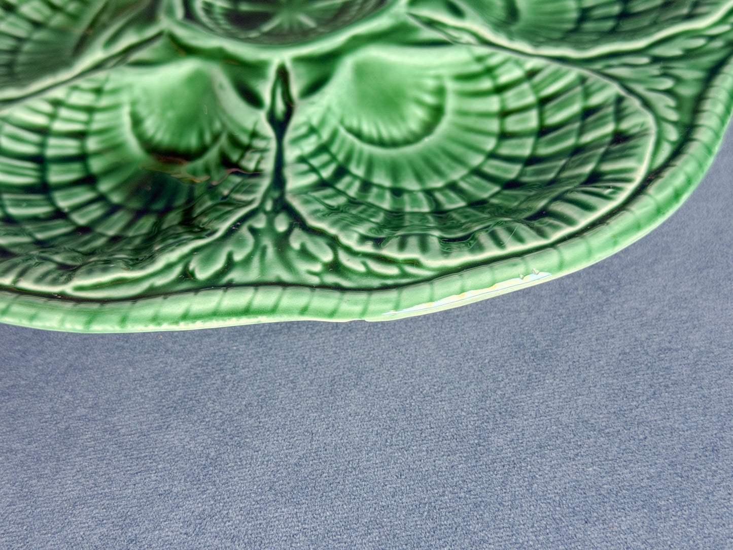 Vintage Green Sarreguemines Oyster Plate