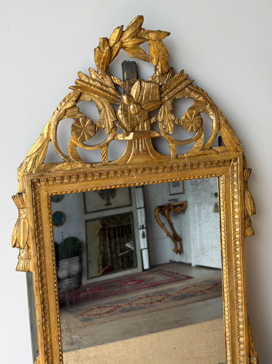 Antique French Marriage Mirror (Large - Wheat Sheaf Motif)