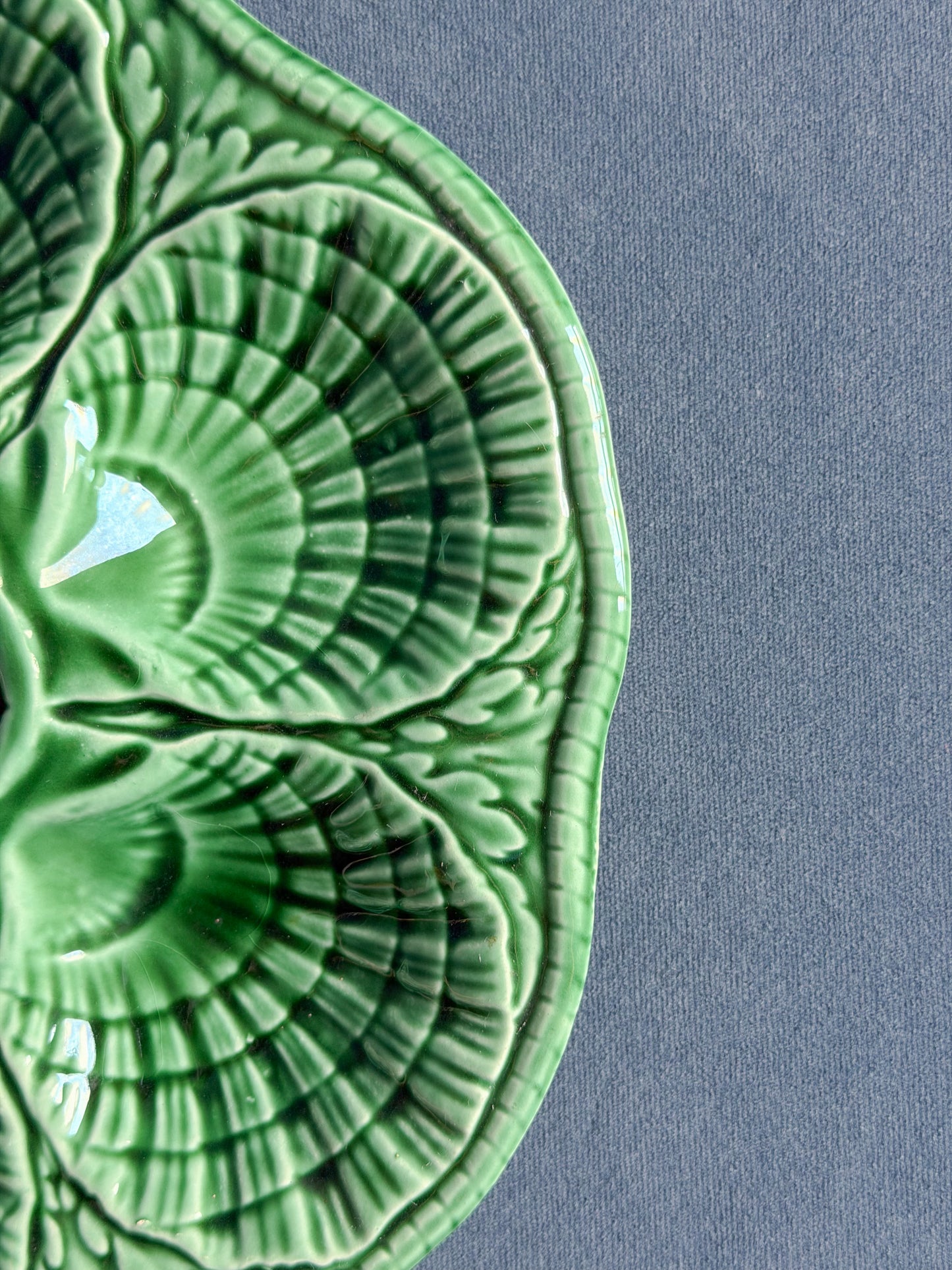 Vintage Green Sarreguemines Oyster Plate