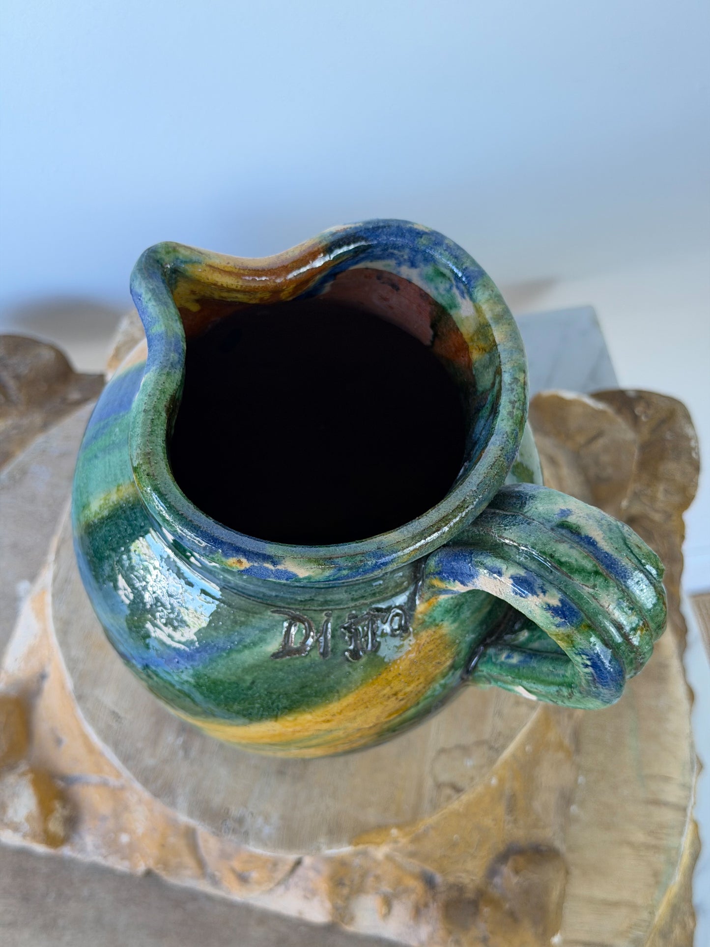 Vintage Italian Glazed Terracotta Pitchers