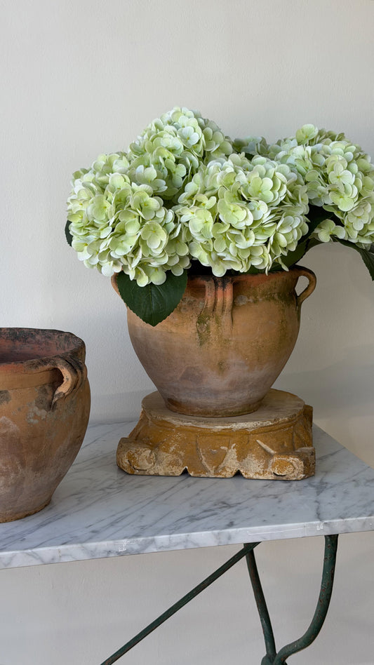 Vintage French Round Terracotta Planter Pair
