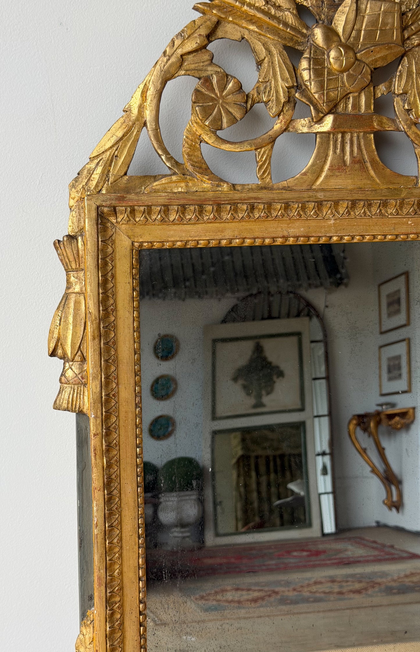 Antique French Marriage Mirror (Large - Wheat Sheaf Motif)
