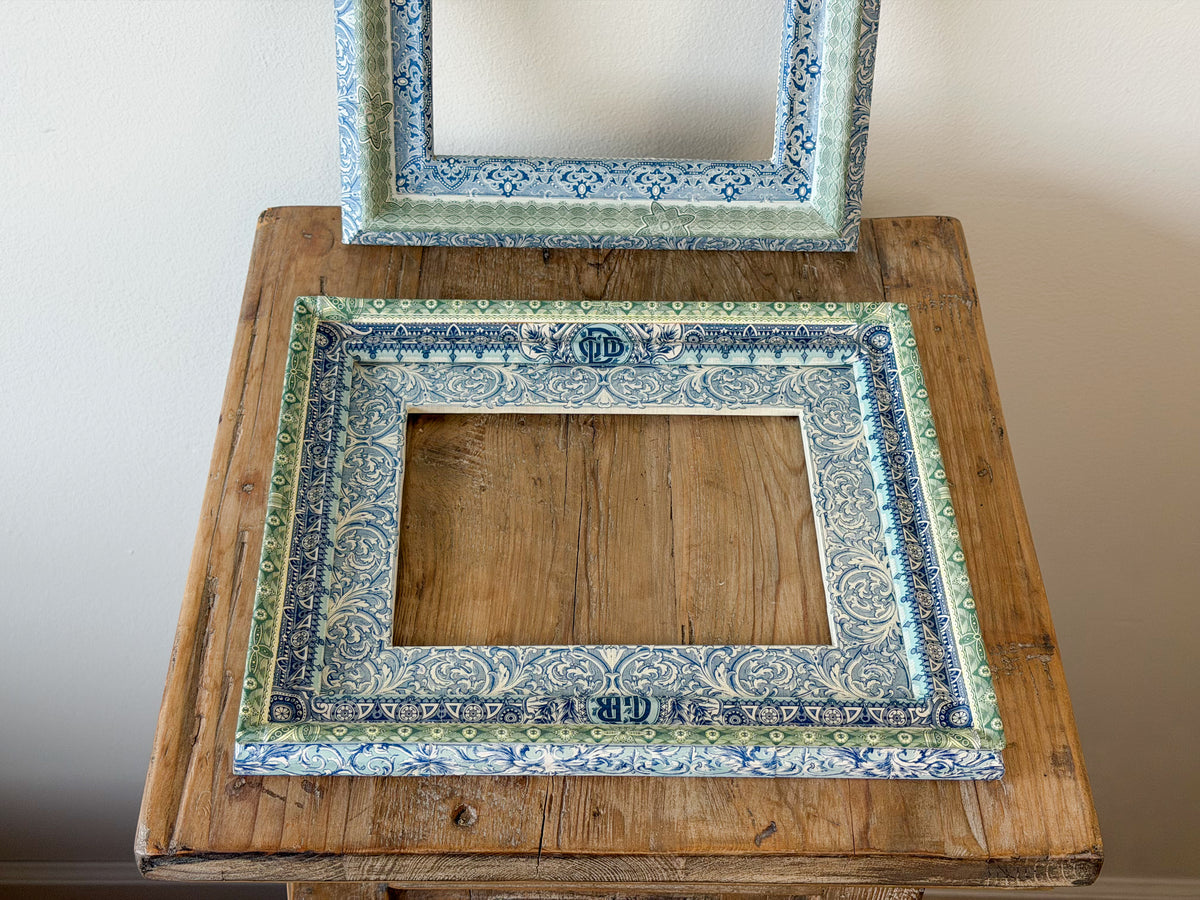 French Découpage Frame Pair No. I | Blue/Green Ridges