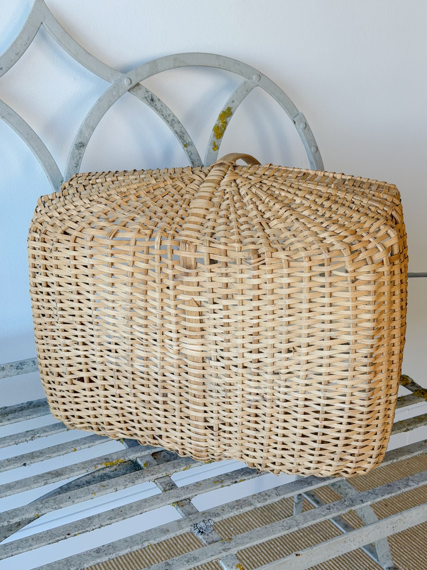 Vintage Rectangular Split Oak Gathering Basket
