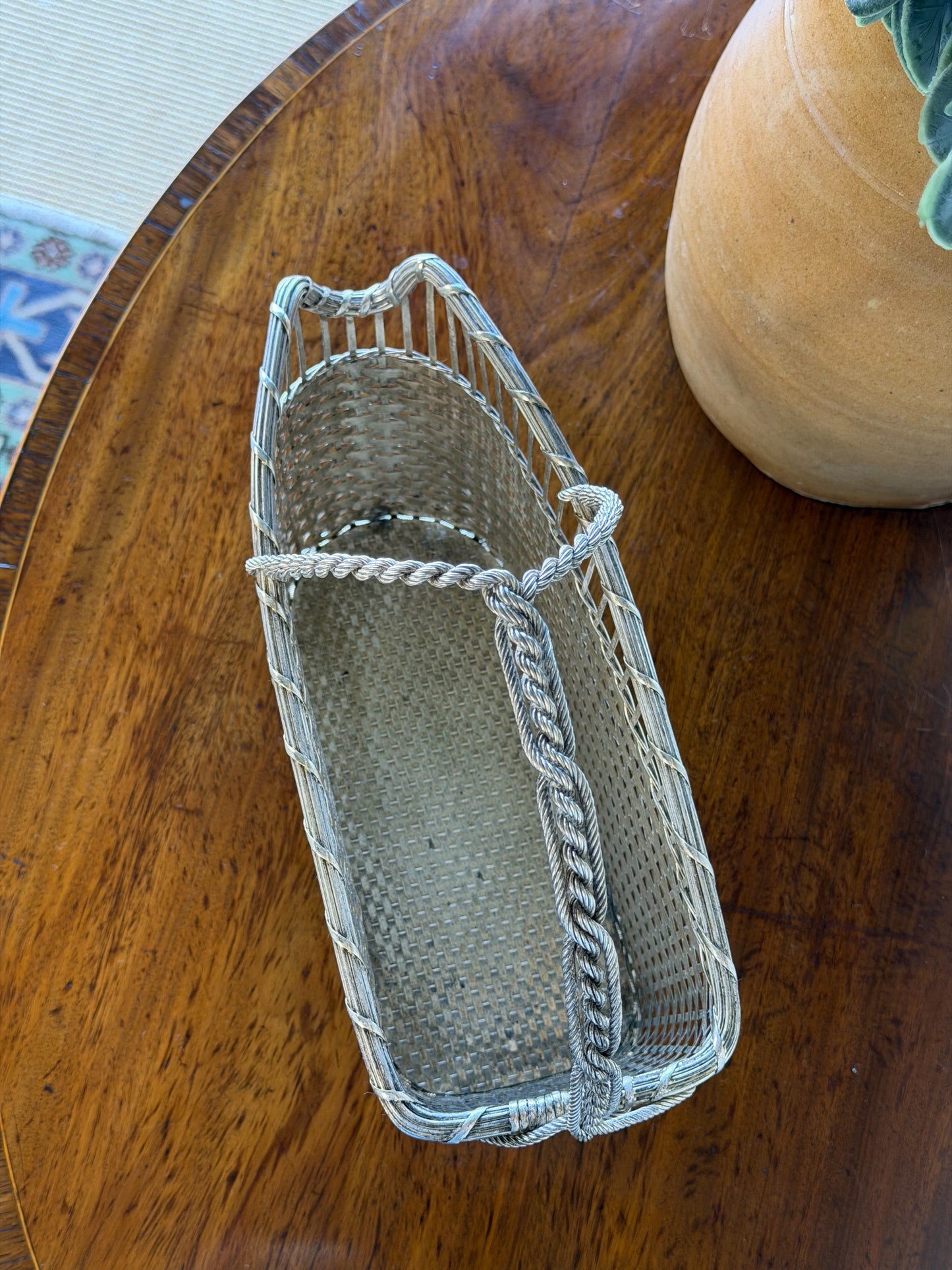 Vintage French Silverplate Wine Basket (No. 8)