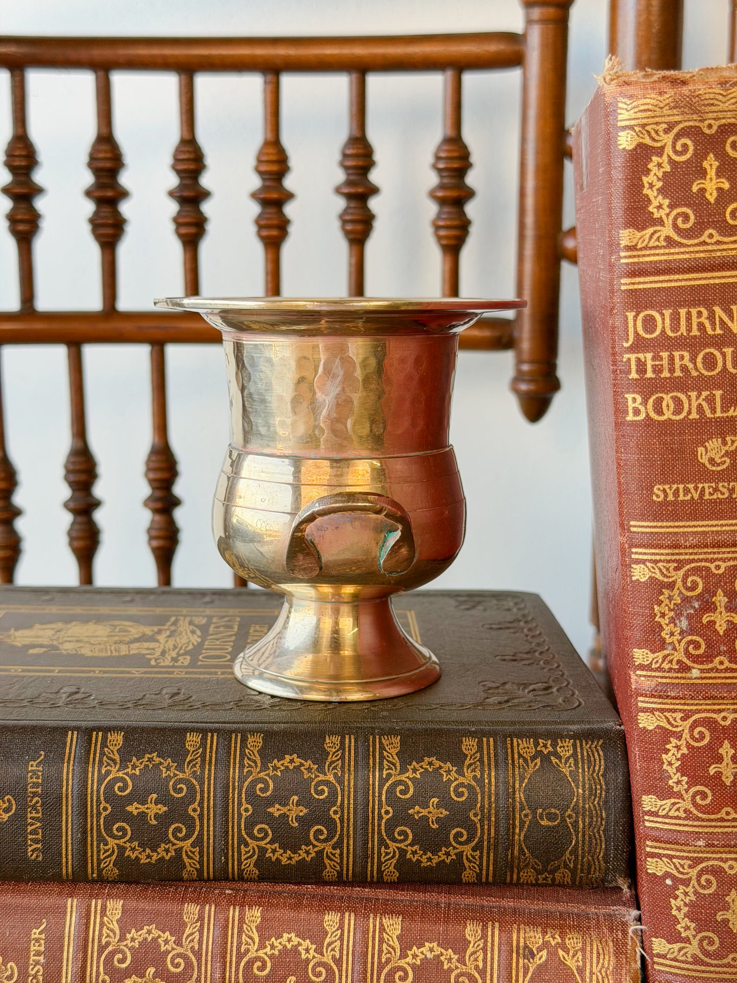 Miniature Vintage Hammered Brass Urn