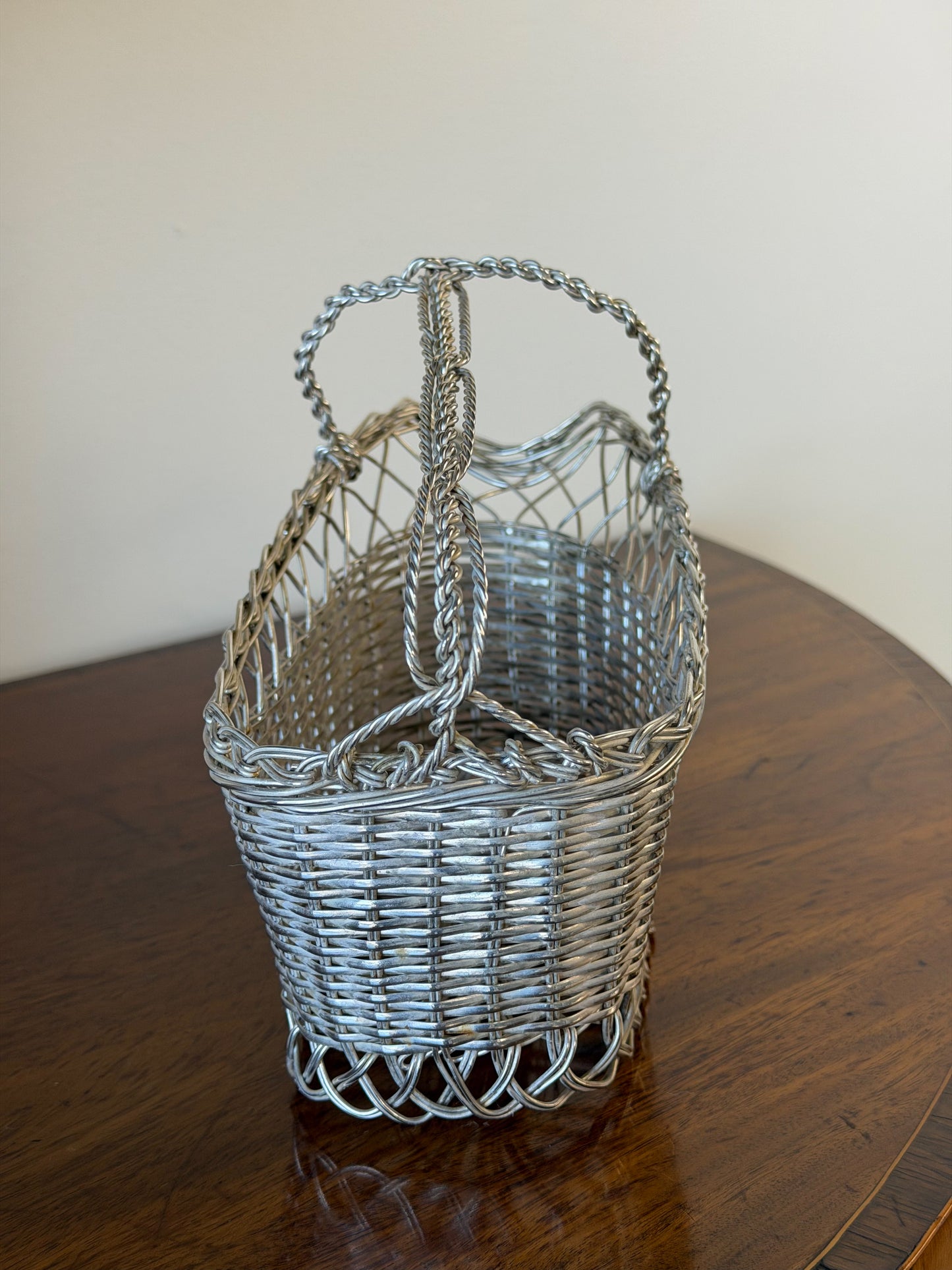 Vintage French Silverplate Wine Basket (No. 2)