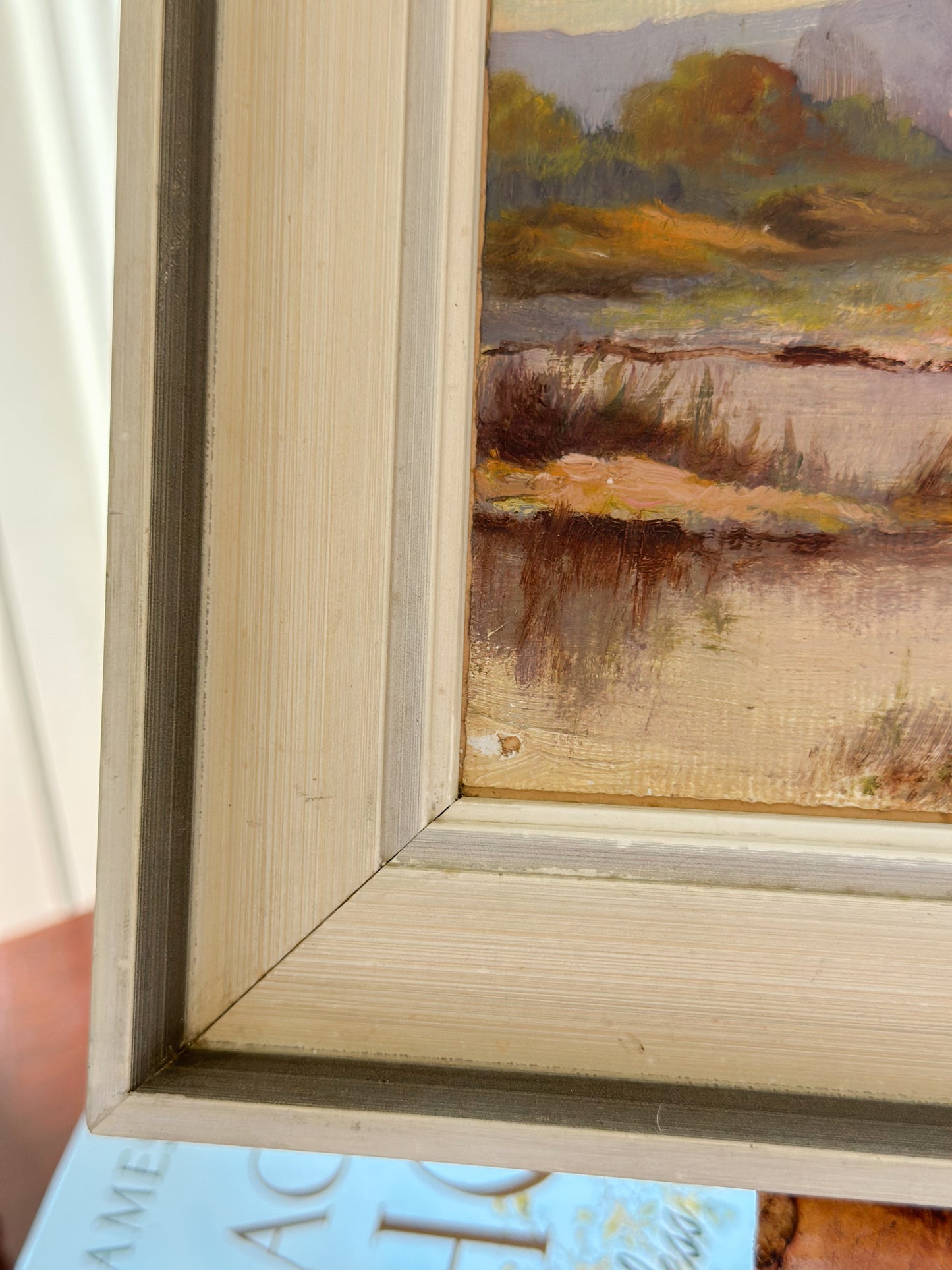‘View of Table Mountain from Cape Fear’ Framed Miniature Oil on Canvas