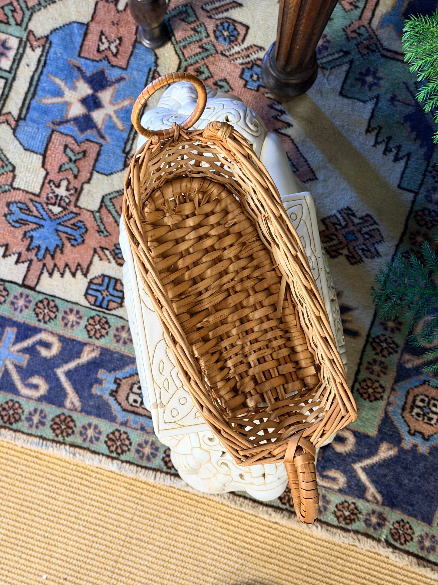 Vintage Wicker Wine Basket