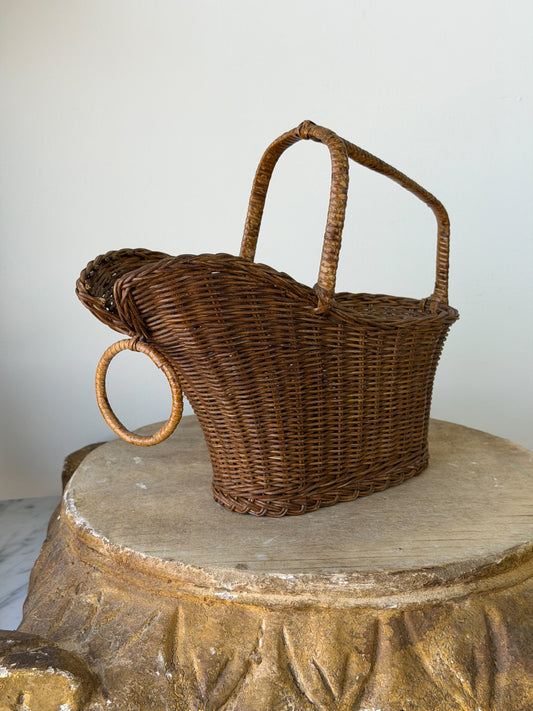 Vintage French Wicker Wine Basket No. 3