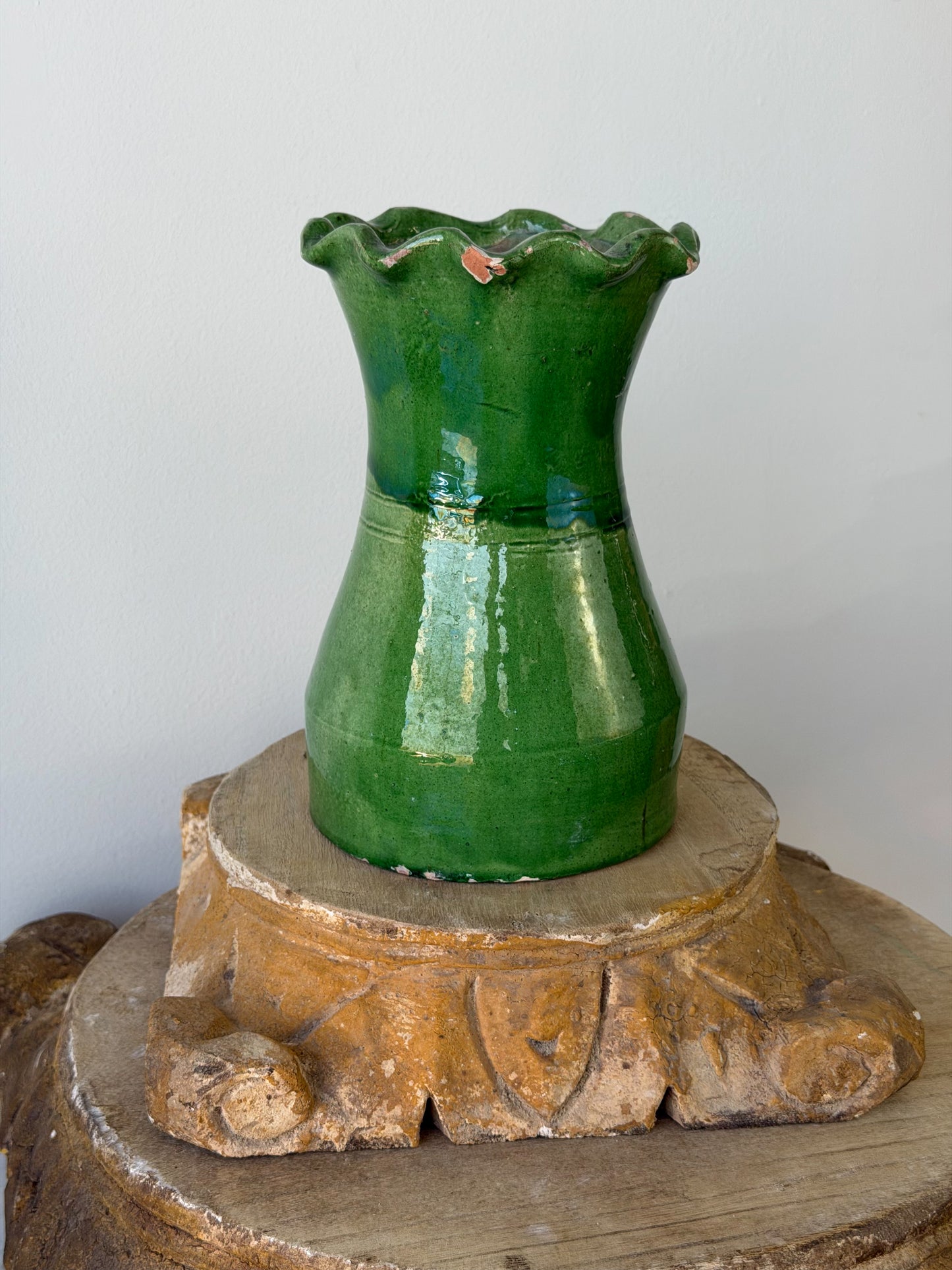 Vintage French Glazed Terracotta Vase No. 1