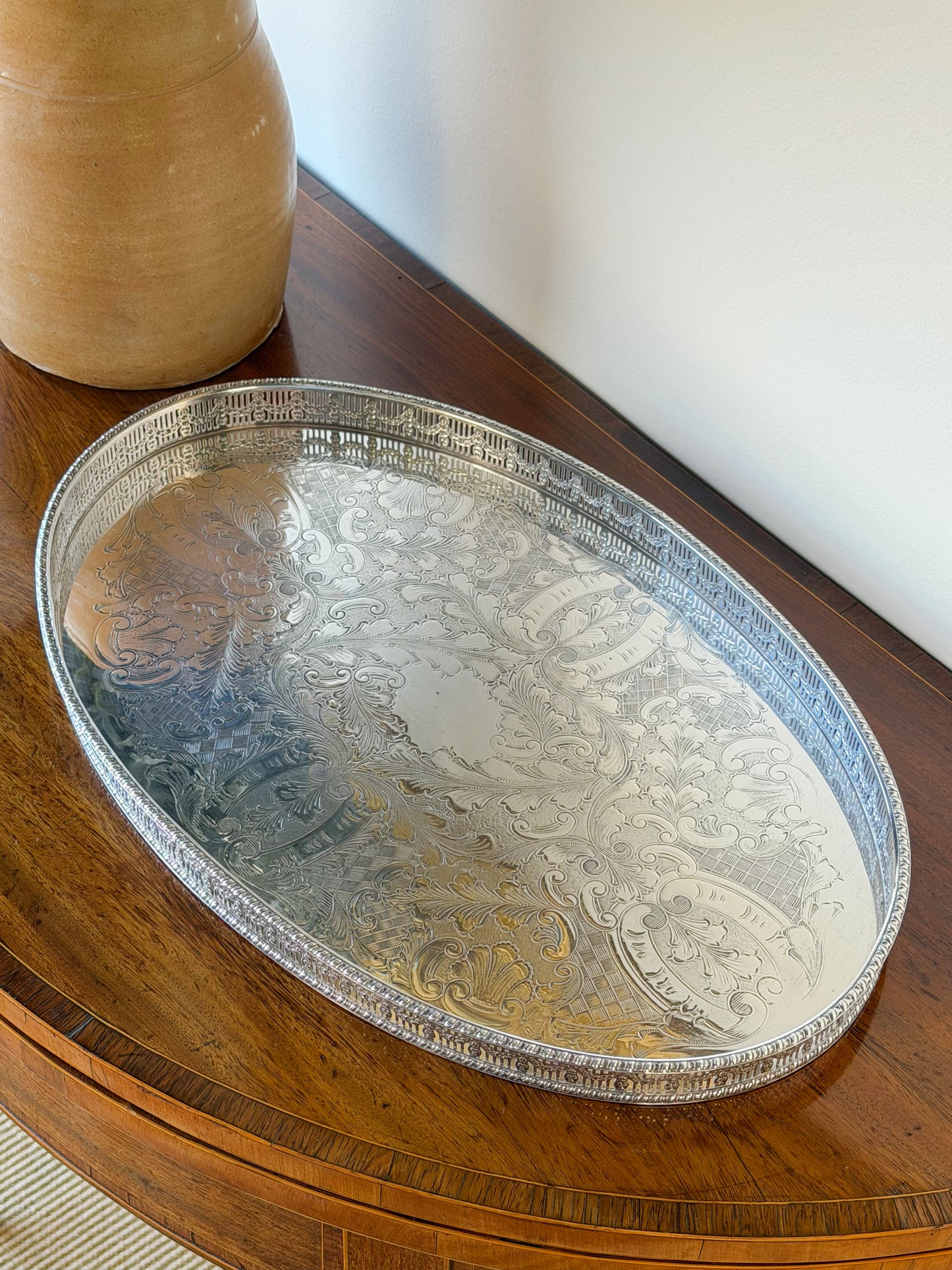English Silverplate Oval Gallery Tray (Large)