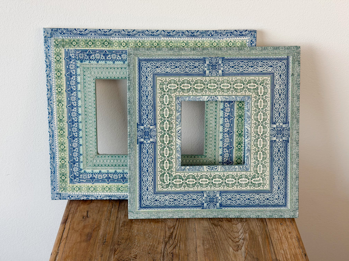 French Découpage Frame Pair No. II | Blue/Green Flat