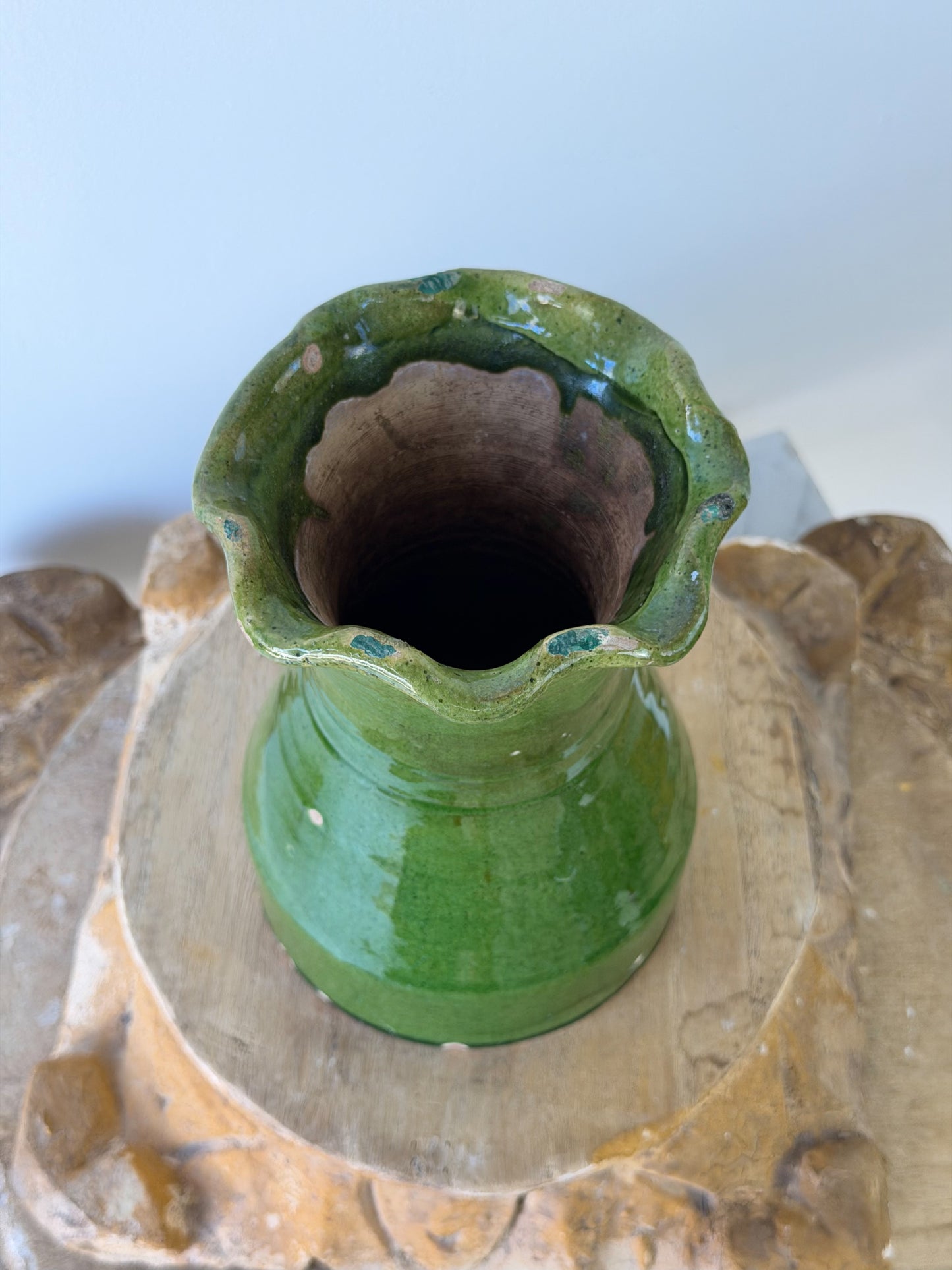 Vintage French Glazed Terracotta Vase No. 2