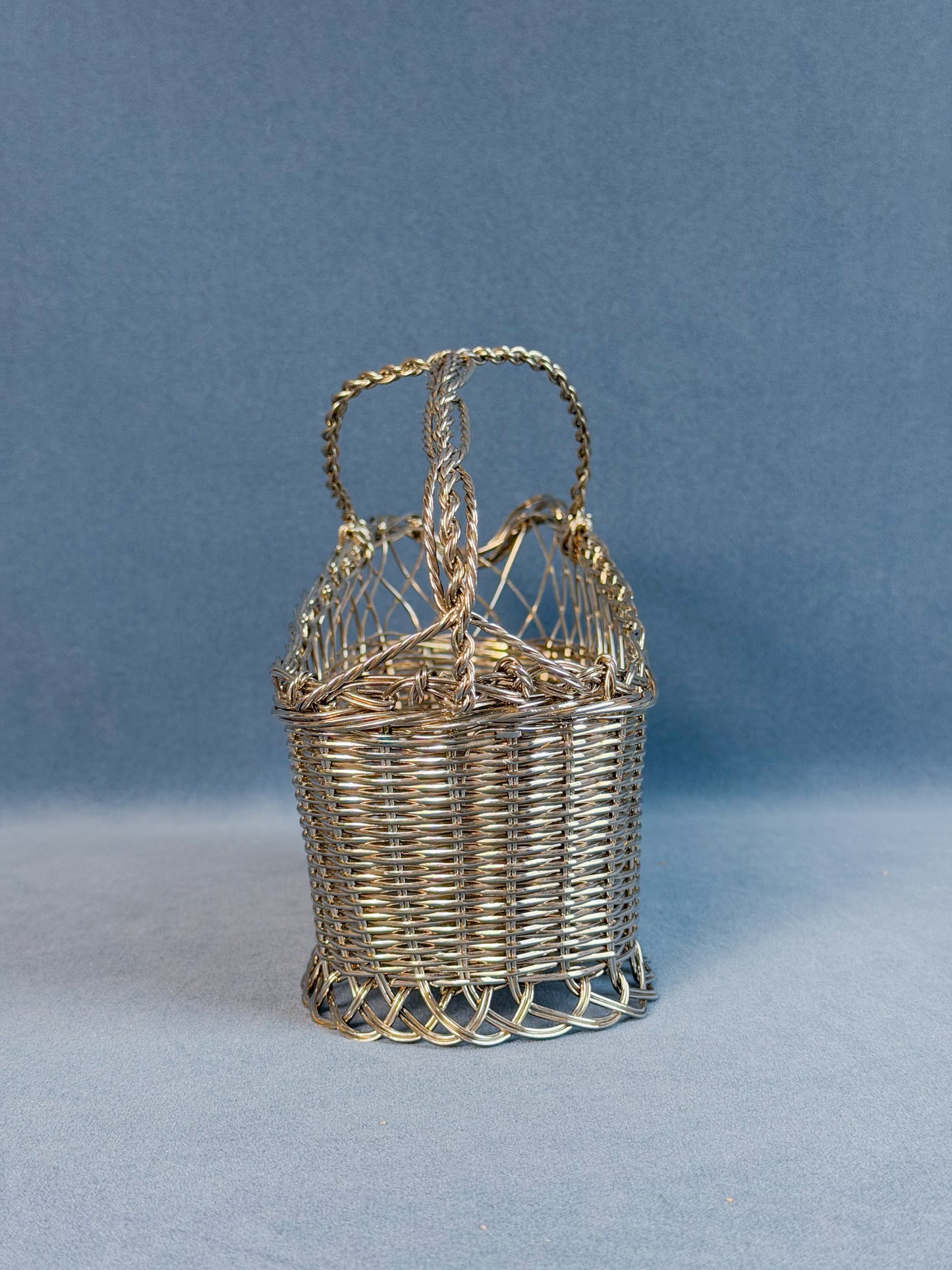 Vintage French Silverplate Wine Basket