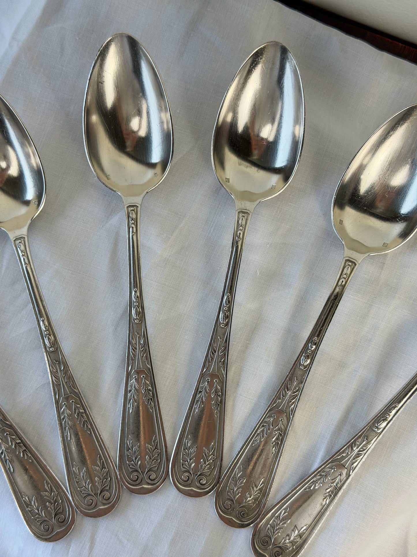 Antique French Silverplate Serving Spoons (Set of 6)