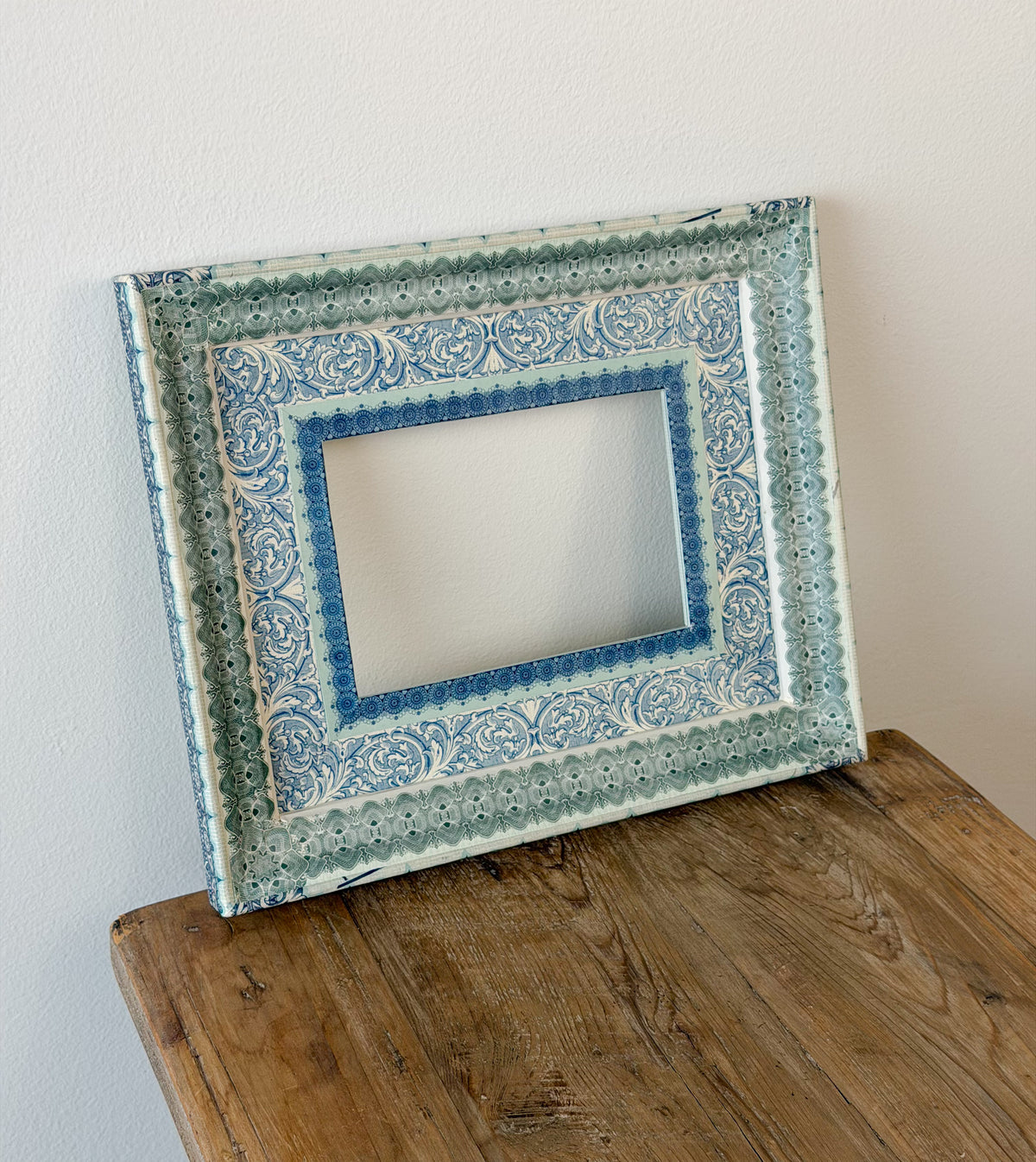 French Découpage Frame No. XIII | Green/Blue/Turquoise Ridged