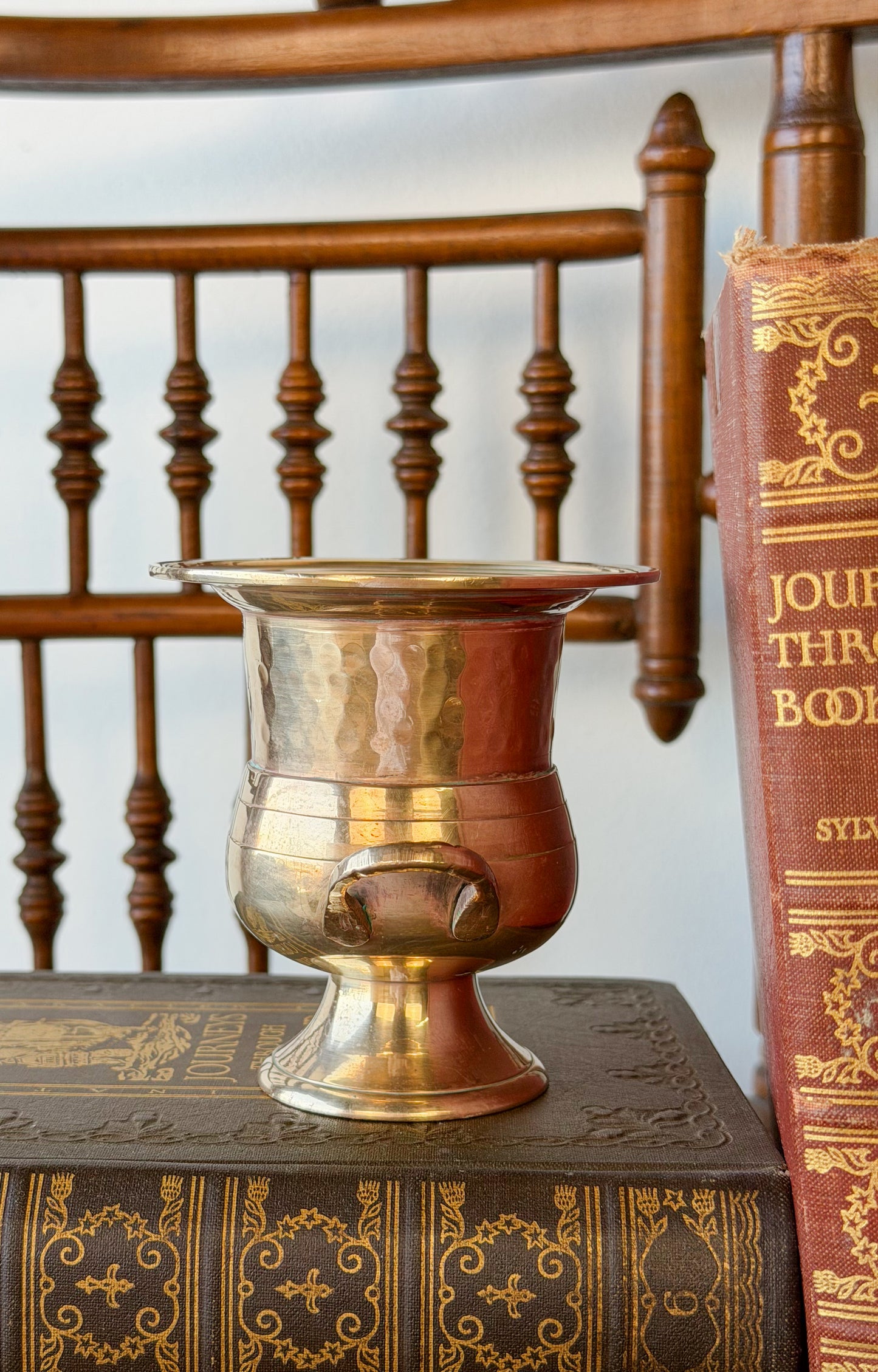 Miniature Vintage Hammered Brass Urn