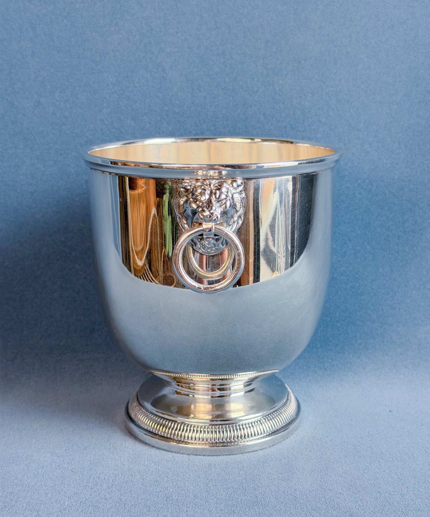 Vintage French Silverplate Ice Bucket with Lion’s Heads