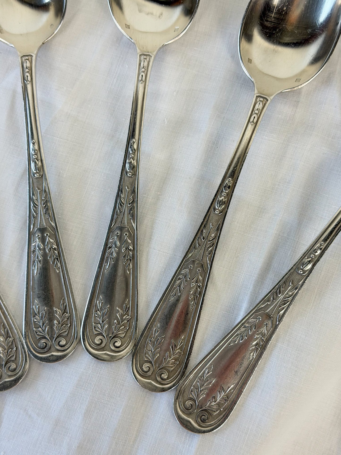 Antique French Silverplate Serving Spoons (Set of 6)