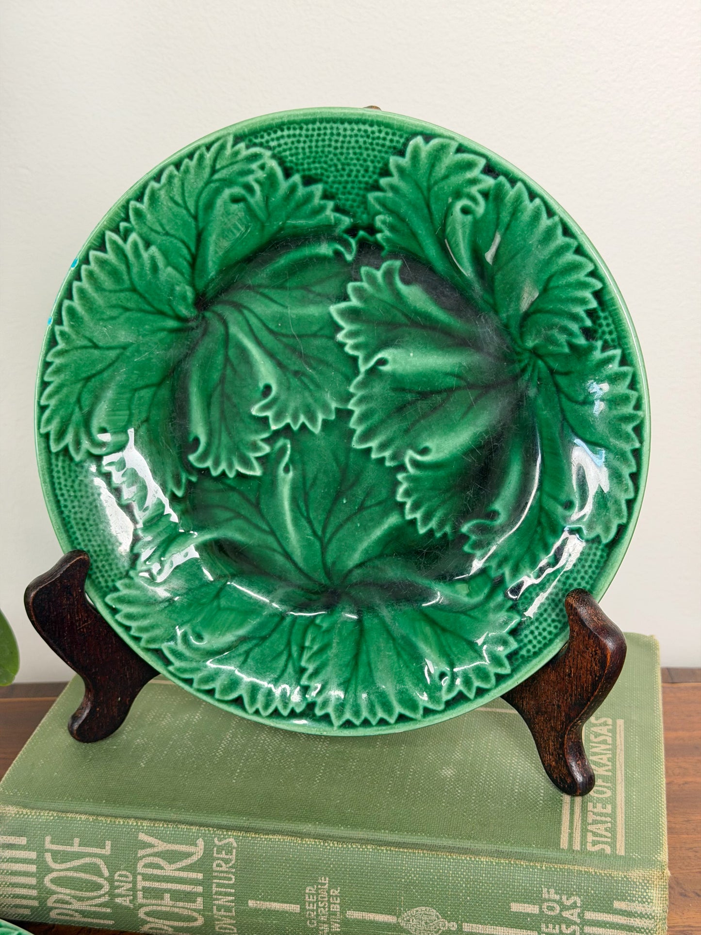 19th Century Regal & Sanejouand Majolica Leaf Plates (Set of 3)