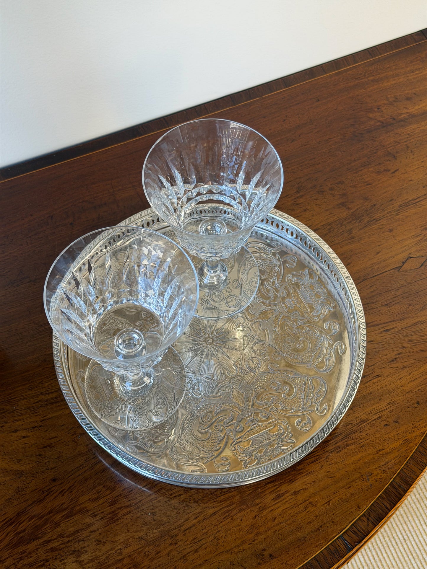 English Silverplate Round Tray (Small)
