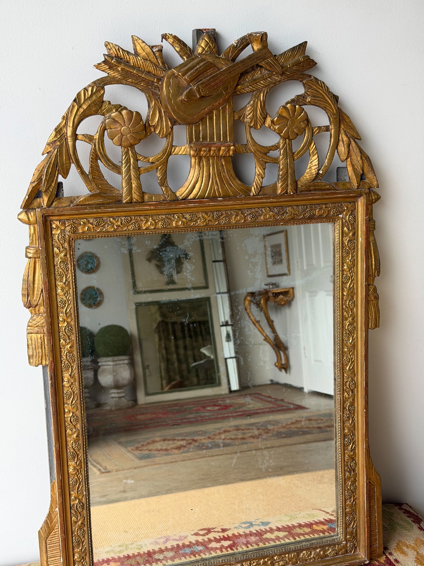 Antique French Marriage Mirror (Large - Grape Motif)