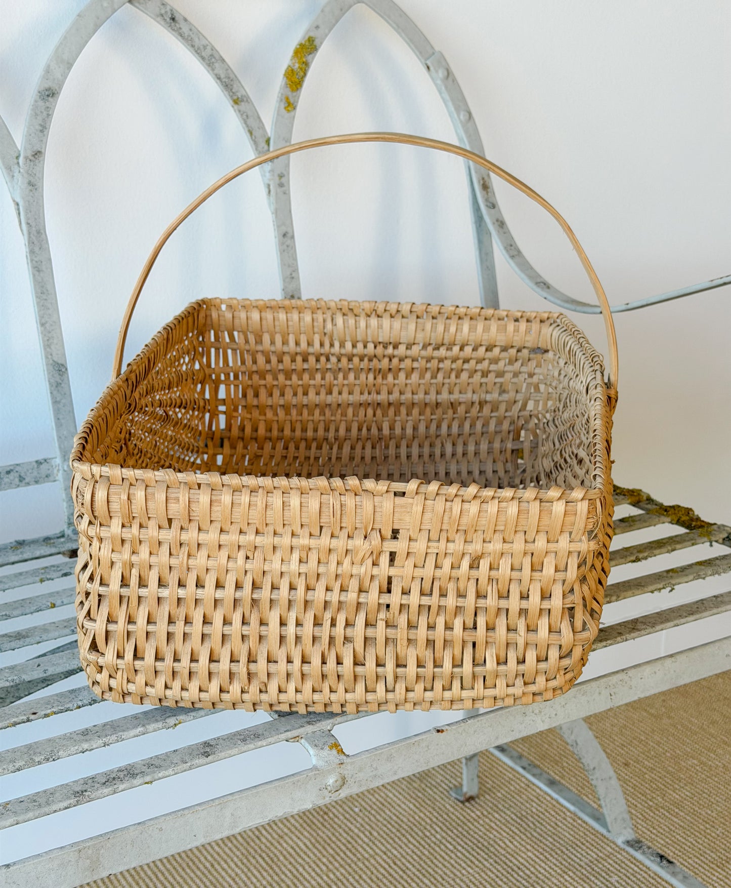 Vintage Rectangular Split Oak Gathering Basket