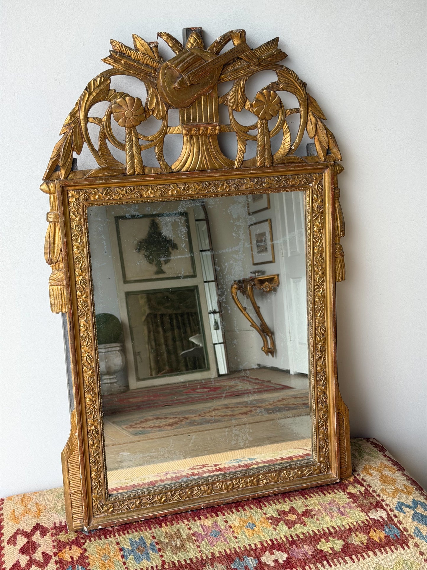 Antique French Marriage Mirror (Large - Grape Motif)